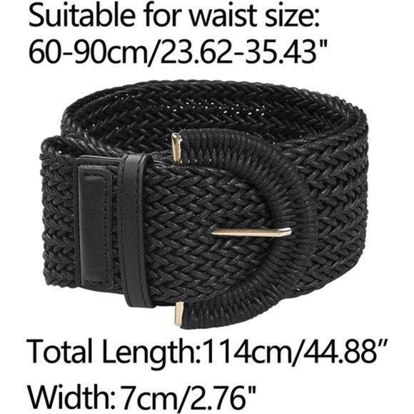 Allegra K Womens Wide Woven Waist Belts Braided Belts for Dress Chunky Buckle main image 4
